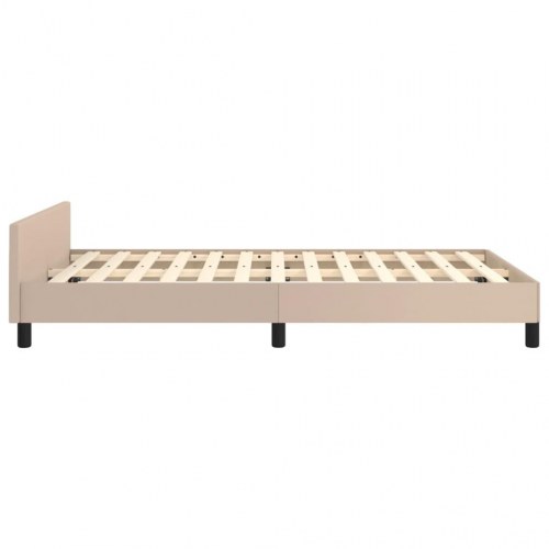 Sengeramme med sengegavl 120x200 cm i kunstlæder - cappuccino