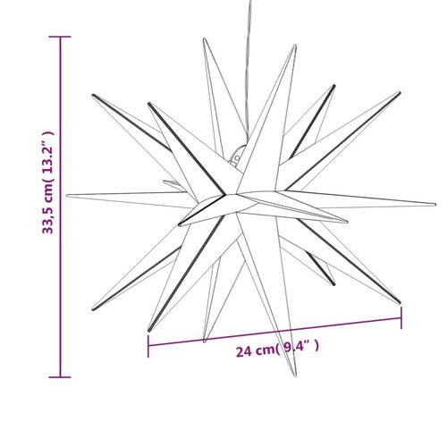 Juledekoration med LED-lys 3 stk. foldbar hvid