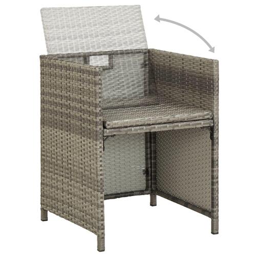 Havestole 2 stk. med hynder polyrattan grå