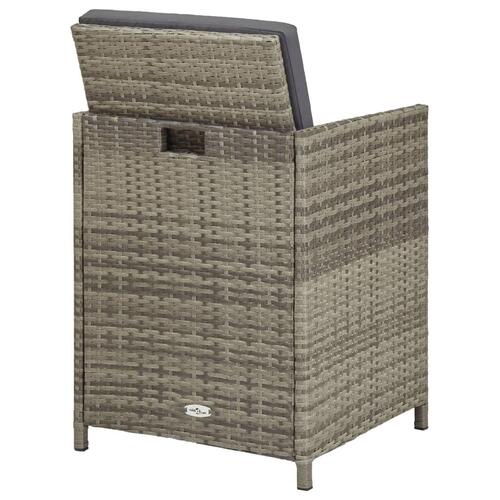 Havestole 2 stk. med hynder polyrattan grå