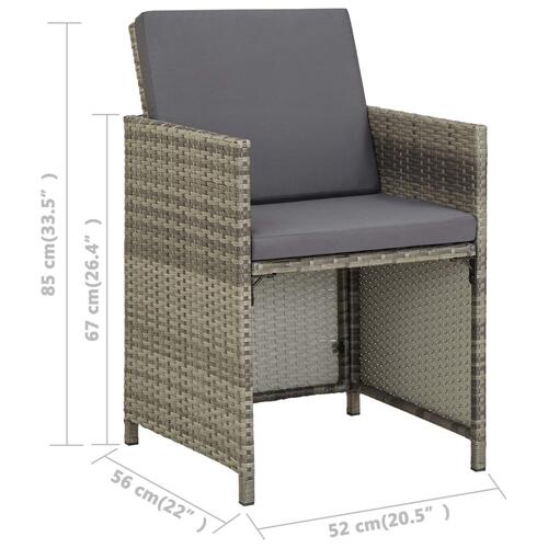 Havestole 2 stk. med hynder polyrattan grå