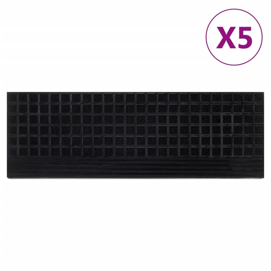 Trappemåtter i gummi - 5 stk., 25 × 75 cm, sort billede