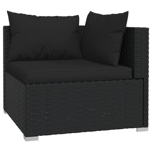 Loungesæt til haven 11 dele med hynder polyrattan sort