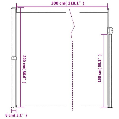 Sammenrullelig sidemarkise 220x300 cm hvid