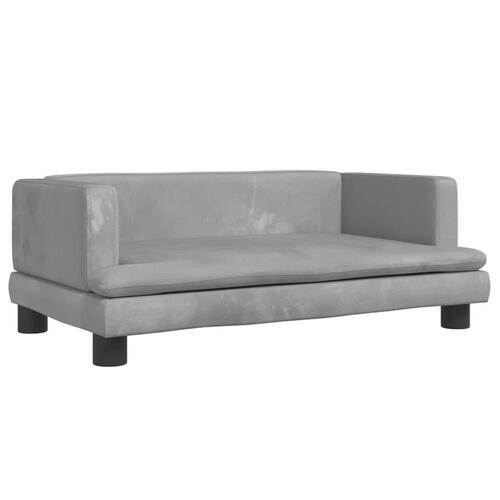 Hundeseng 80x45x30 cm velour lysegrå