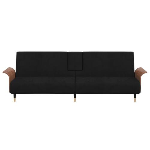 Sovesofa med kopholdere velour sort