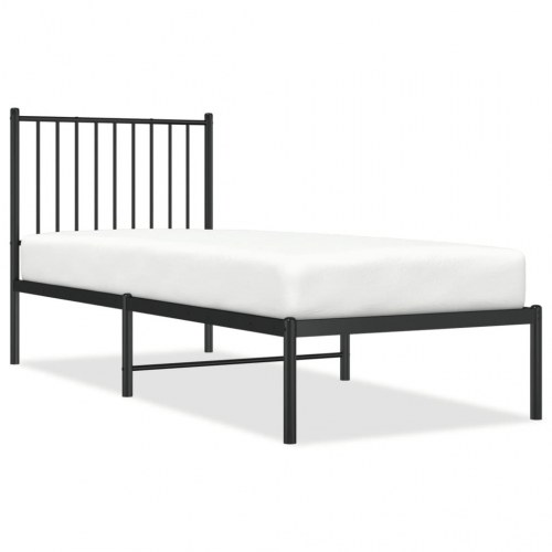 Sengeramme med sengegavl 75 × 190 cm - metal, sort