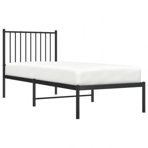 Sengeramme med sengegavl 75 × 190 cm - metal, sort