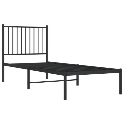 Sengeramme med sengegavl 75 × 190 cm - metal, sort