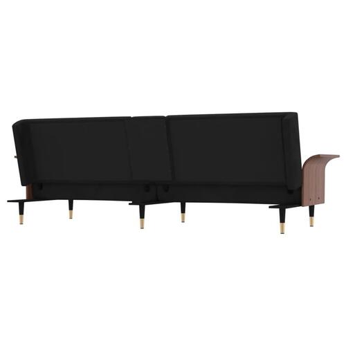 Sovesofa med kopholdere velour sort