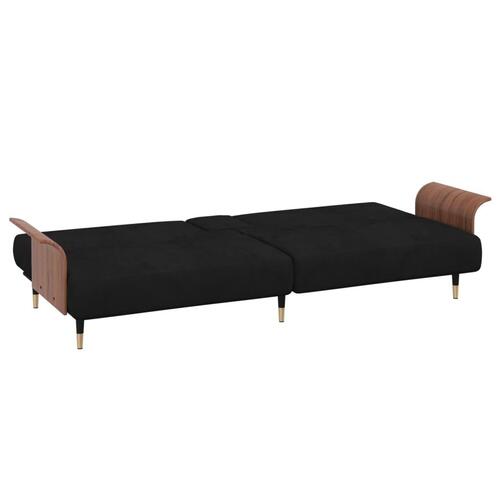 Sovesofa med kopholdere velour sort