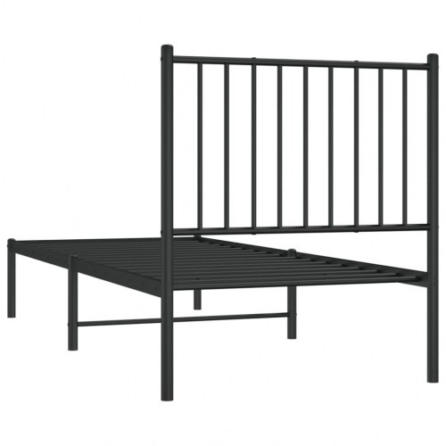 Sengeramme med sengegavl 75 × 190 cm - metal, sort