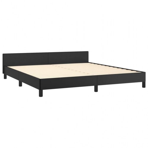 Sengeramme med sengegavl 160x200 cm i sort kunstlæder