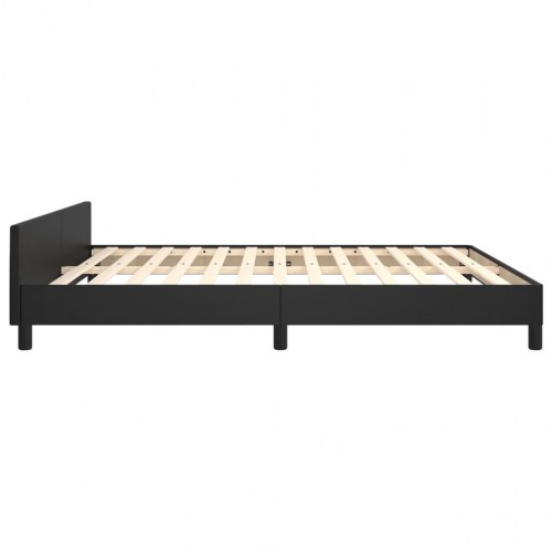 Sengeramme med sengegavl 160x200 cm i sort kunstlæder