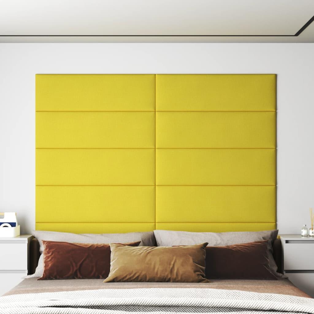 Vægpaneler 12 stk. 90x30 cm 3,24 m² stof lysegul
