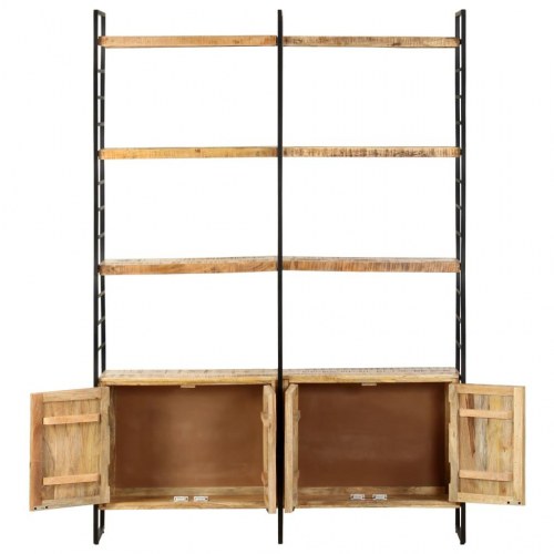 Bogreol i 4 niveauer - ru mangotræ og jern, 124 × 30 × 180 cm