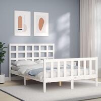 Sengeramme uden madras 140x190 cm massivt fyrretræ hvid