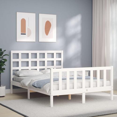 Sengeramme uden madras 140x190 cm massivt fyrretræ hvid