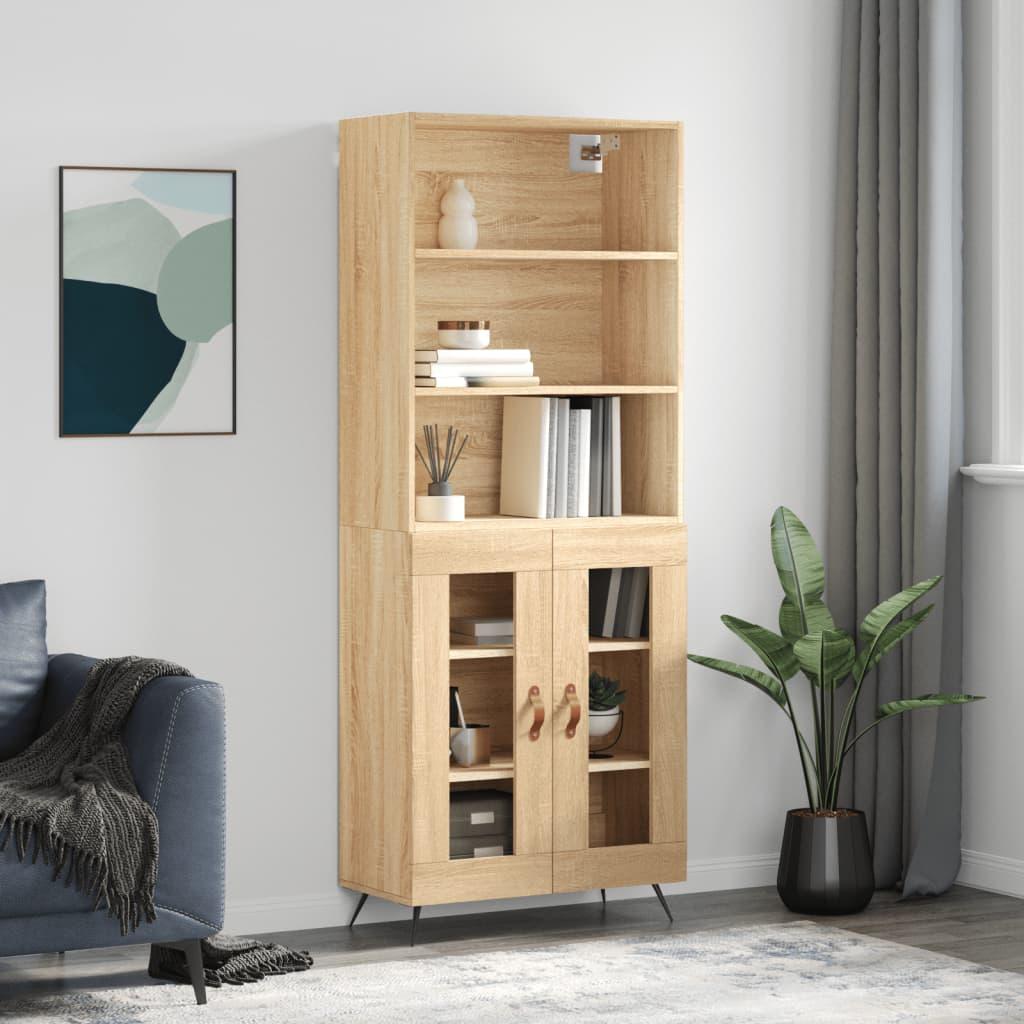 Højskab 69,5x34x180 cm konstrueret træ sonoma-eg