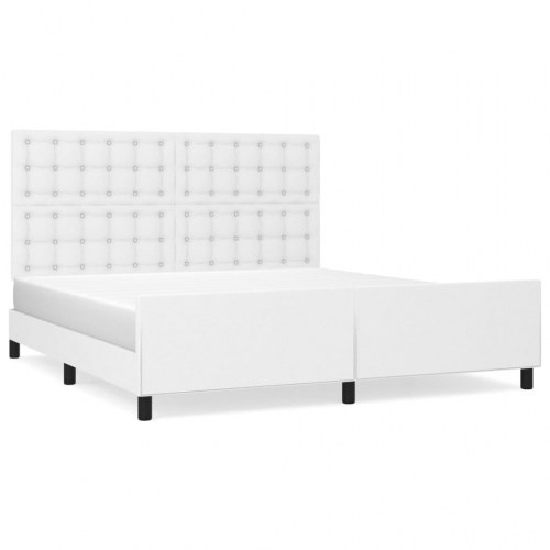 Sengeramme med sengegavl 160x200 cm - kunstlæder, hvid