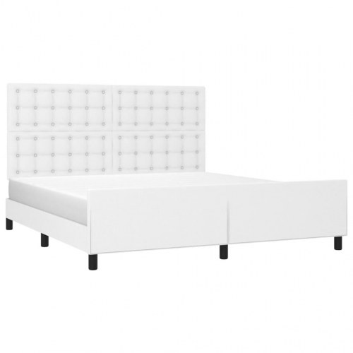 Sengeramme med sengegavl 160x200 cm - kunstlæder, hvid