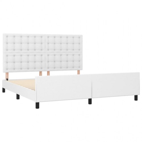 Sengeramme med sengegavl 160x200 cm - kunstlæder, hvid