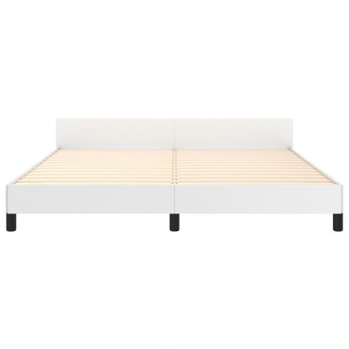 Sengeramme med sengegavl 160x200 cm - kunstlæder, hvid