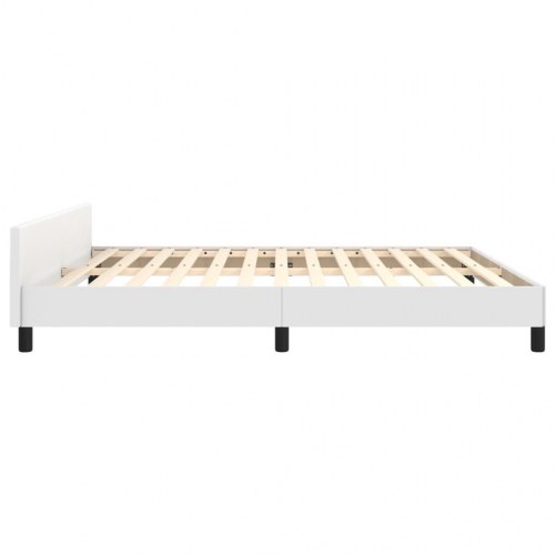 Sengeramme med sengegavl 160x200 cm - kunstlæder, hvid