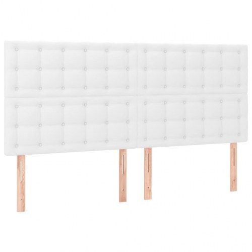 Sengeramme med sengegavl 160x200 cm - kunstlæder, hvid