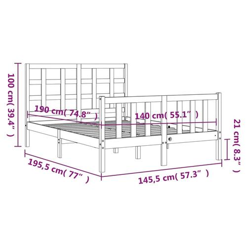 Sengeramme uden madras 140x190 cm massivt fyrretræ hvid