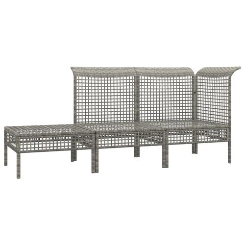 Loungesæt til haven 3 dele med hynder polyrattan grå