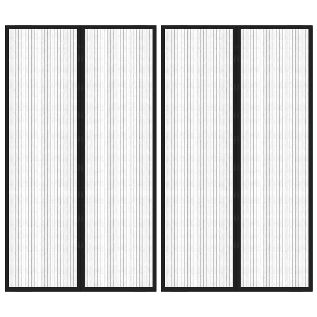 Insektnet til dør 2 stk. med magneter 200x80 cm sort