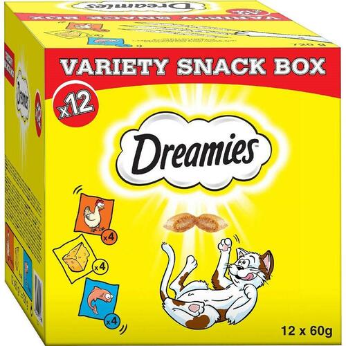 Snack for Cats Dreamies Variety 12 x 60 g Kylling Laksefarvet Ost