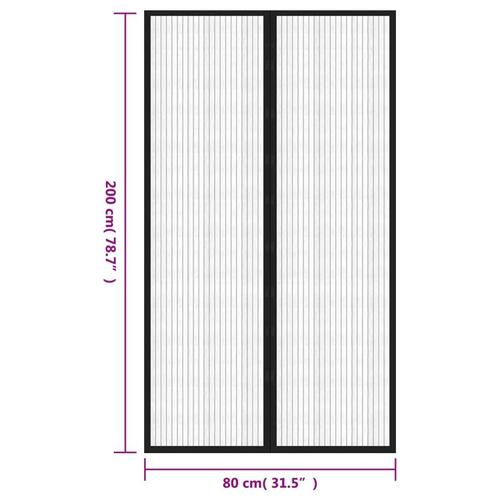 Insektnet til dør 2 stk. med magneter 200x80 cm sort