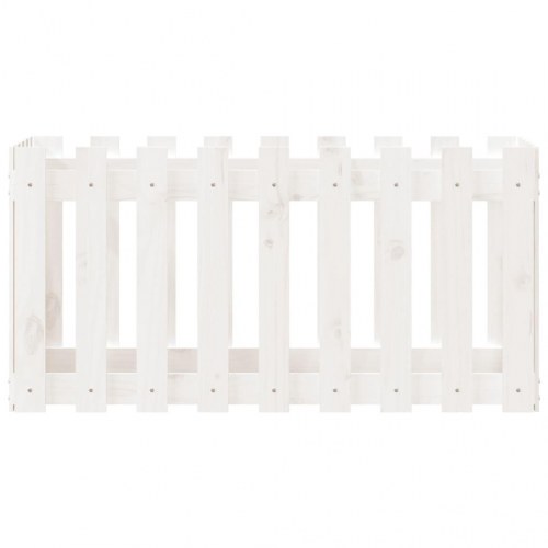 Højbed med stakitdesign 100×50×50 cm - massivt fyrretræ, hvid