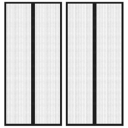 Insektnet til dør 2 stk. med magneter 210x90 cm sort