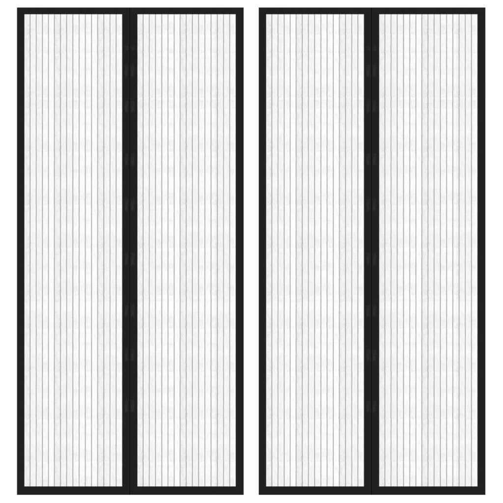 Insektnet til dør 2 stk. med magneter 210x90 cm sort