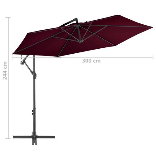 Hængeparasol med aluminiumsstang 300 cm bordeauxfarvet