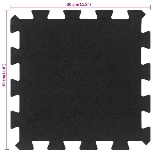 Gulvmåtter 16 stk. 30x30 cm 16 mm gummi sort