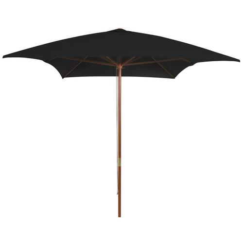 Parasol med træstang 200x300 cm sort