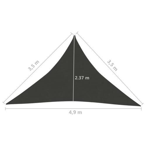 Solsejl 160 g/m² 3,5x3,5x4,9 m HDPE antracitgrå
