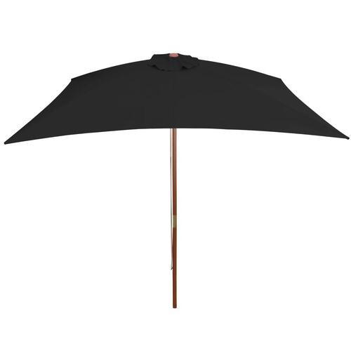 Parasol med træstang 200x300 cm sort
