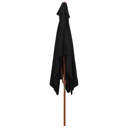 Parasol med træstang 200x300 cm sort