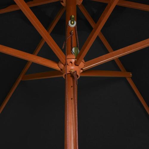 Parasol med træstang 200x300 cm sort