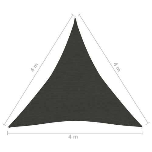 Solsejl 160 g/m² 4x4x4 m HDPE antracitgrå