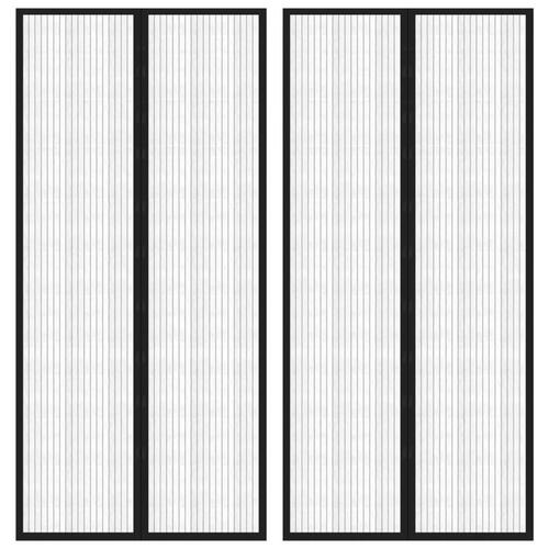 Insektnet til dør 2 stk. med magneter 220x110 cm sort