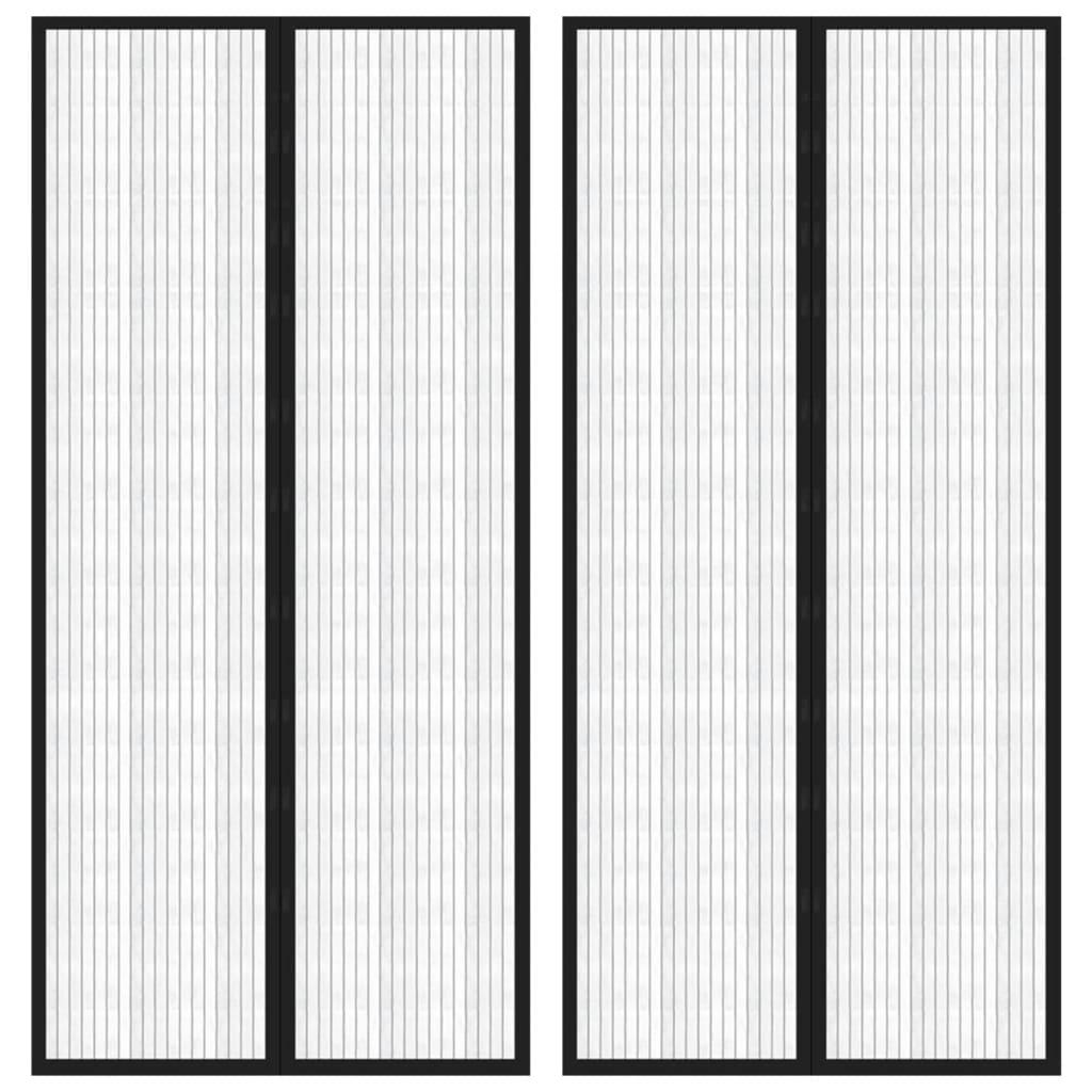 Insektnet til dør 2 stk. med magneter 220x110 cm sort