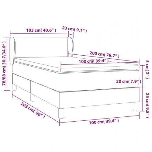 Kontinentalseng med madras 100×200 cm i kunstlæder - sort