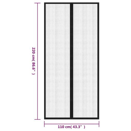 Insektnet til dør 2 stk. med magneter 220x110 cm sort