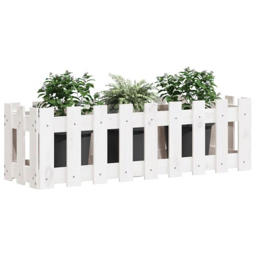 Højbed med stakitdesign 100×30×30 cm - massivt fyrretræ, hvid